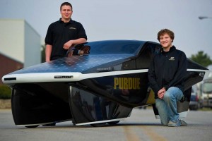 king-celeritas2 Pesyna, Kelley pose with the Purdue Solar Racing Car